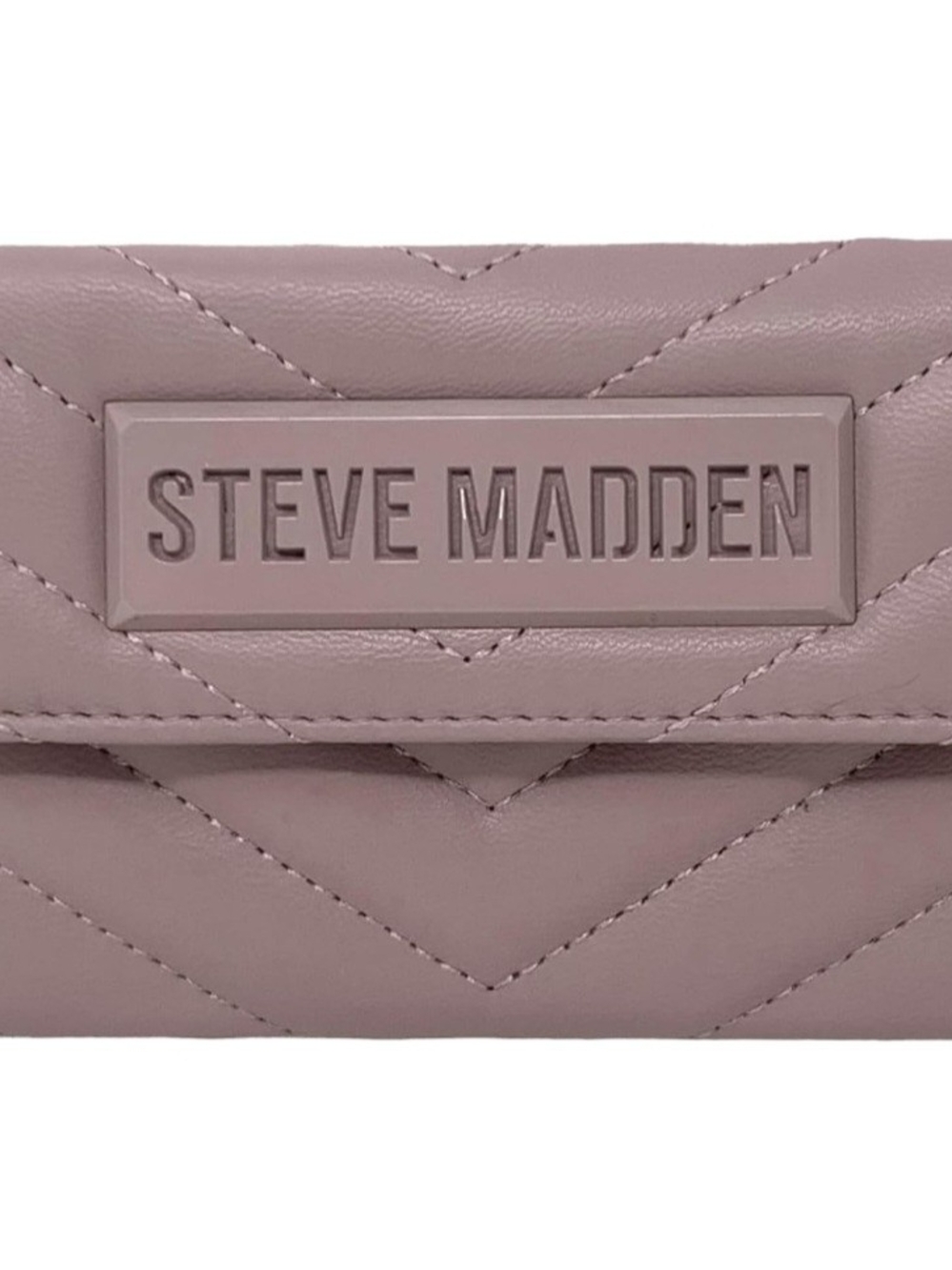Steve Madden Quilted Blush Mauve Trifold Wallet Checkbook Clutch